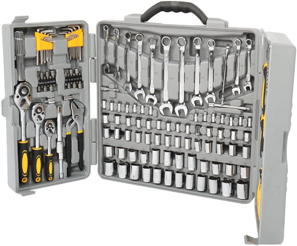 205 Piece General Household Hand Tool Kit with Plastic Toolbox Storage Case V353421