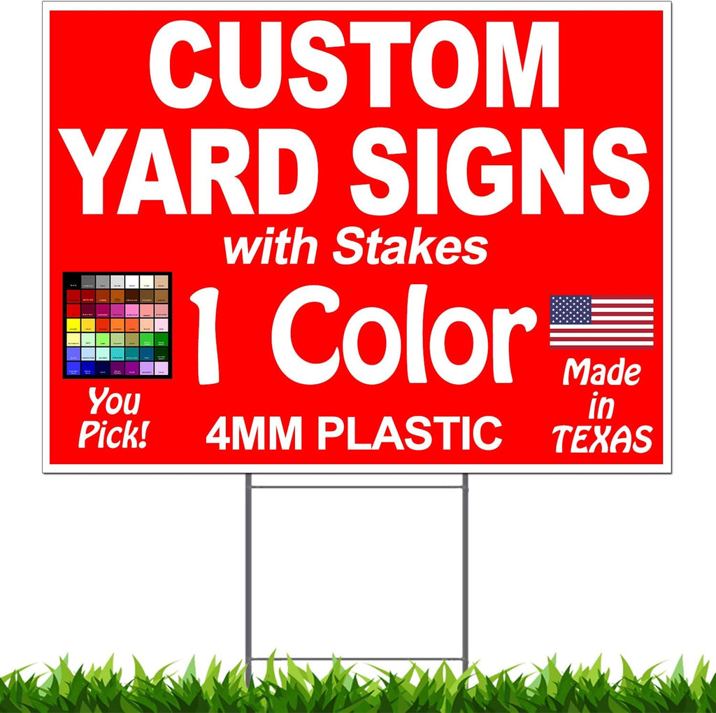 100 Pack Double Sided Plastic Yard Signs with Metal Stakes M2372