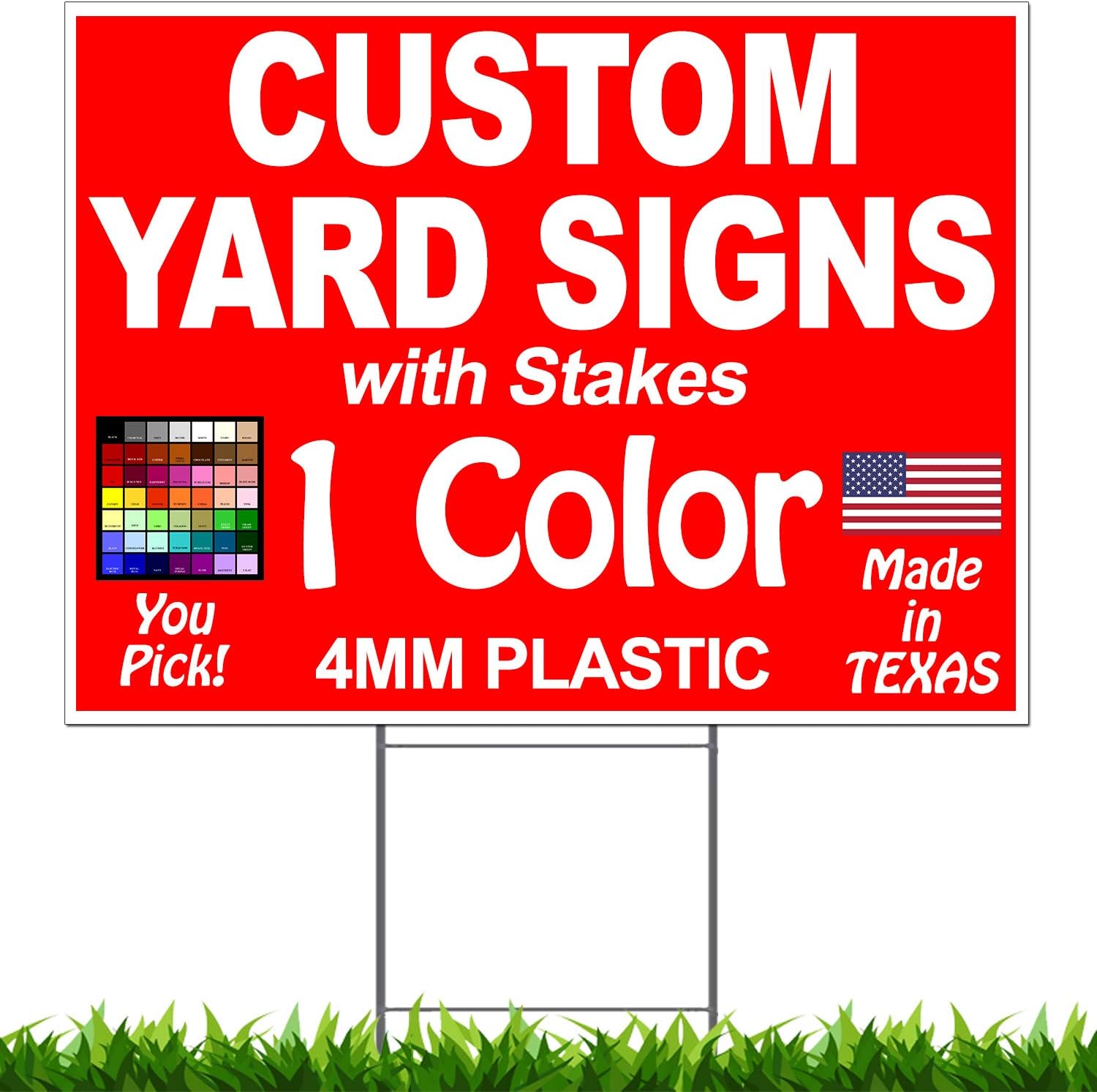 100 Pack Double Sided Plastic Yard Signs with Metal Stakes M2372