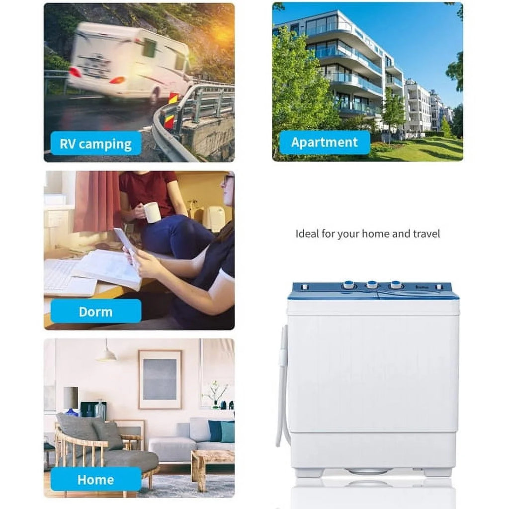 Semi-automatic Twin Tub Washing Machine, White&Blue M828