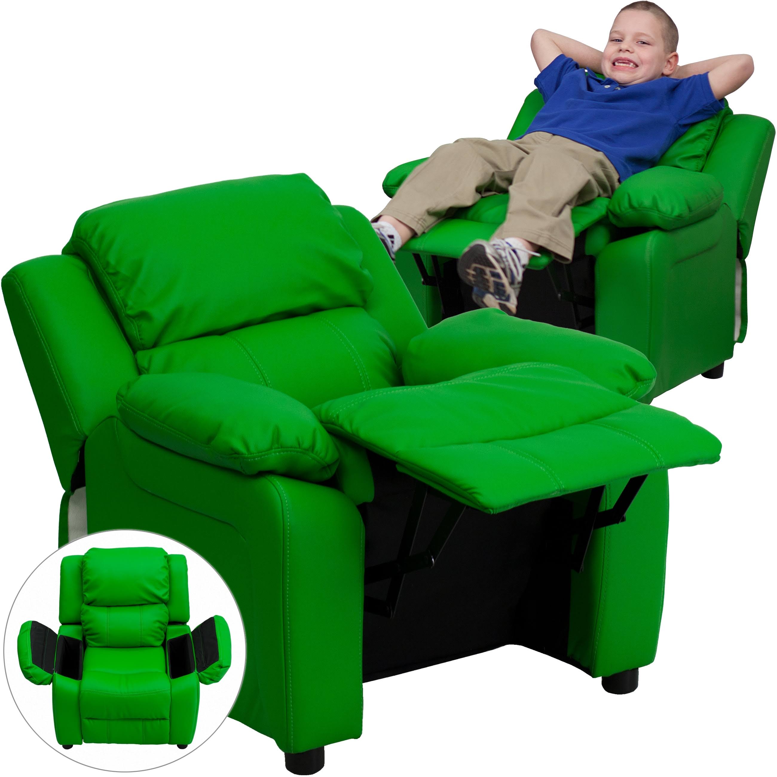 Purple Vinyl Kids Recliner with Storage Arms C1015