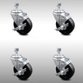 4 inch Soft Rubber Wheel Swivel Caster Set with Brake B597436