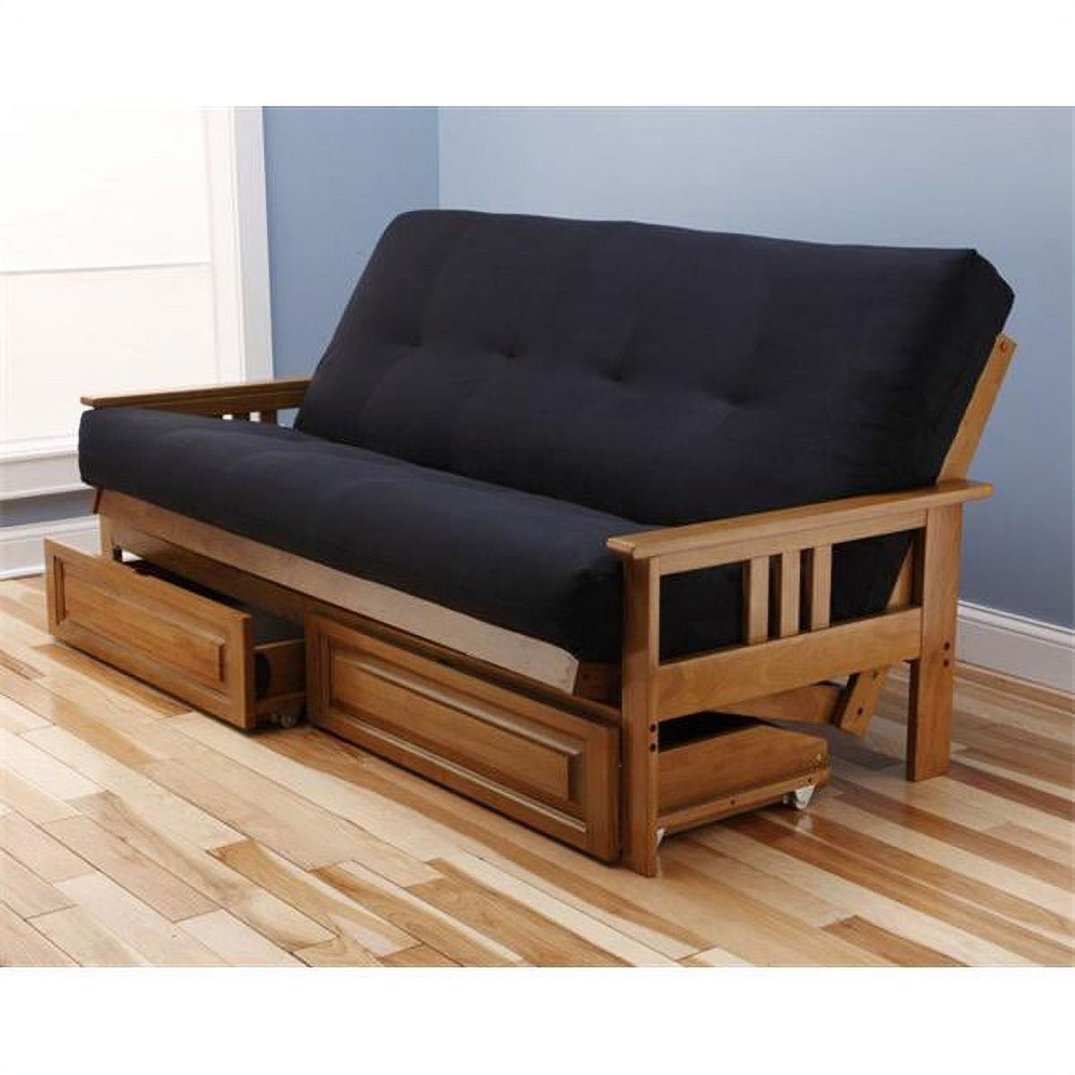 Black Suede Mattress with Storage Drawers K575328