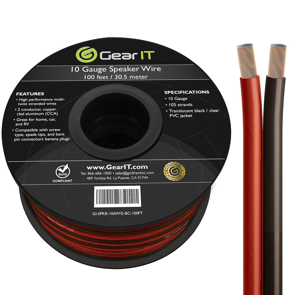 10 Gauge 100 Feet Copper Clad Aluminum Speaker Wire C150