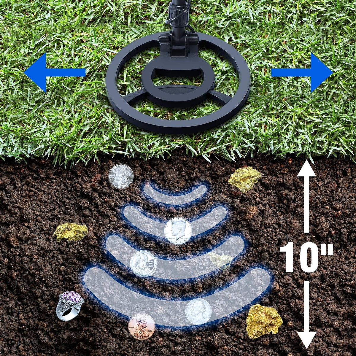 8" Waterproof Metal Detector with LCD Display O694