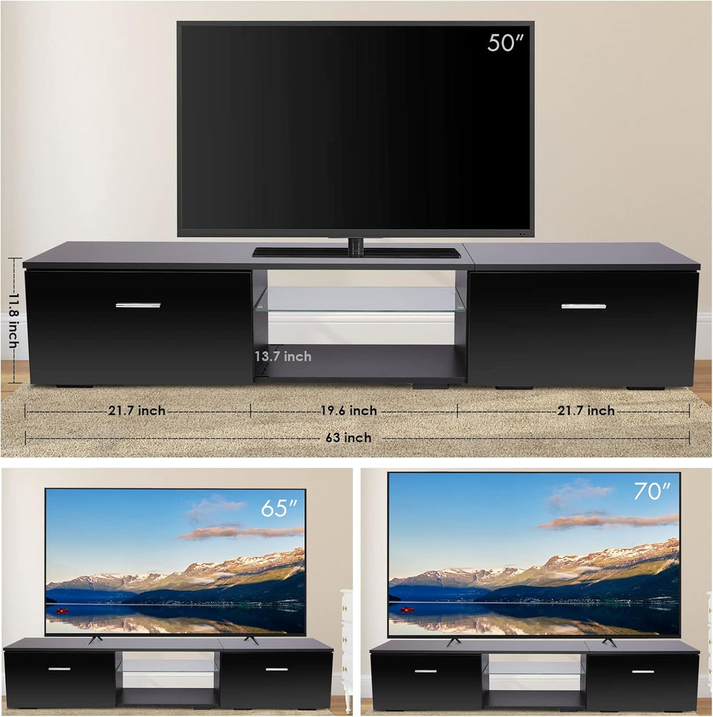 Black TV Stand with Storage Cabinets L206343