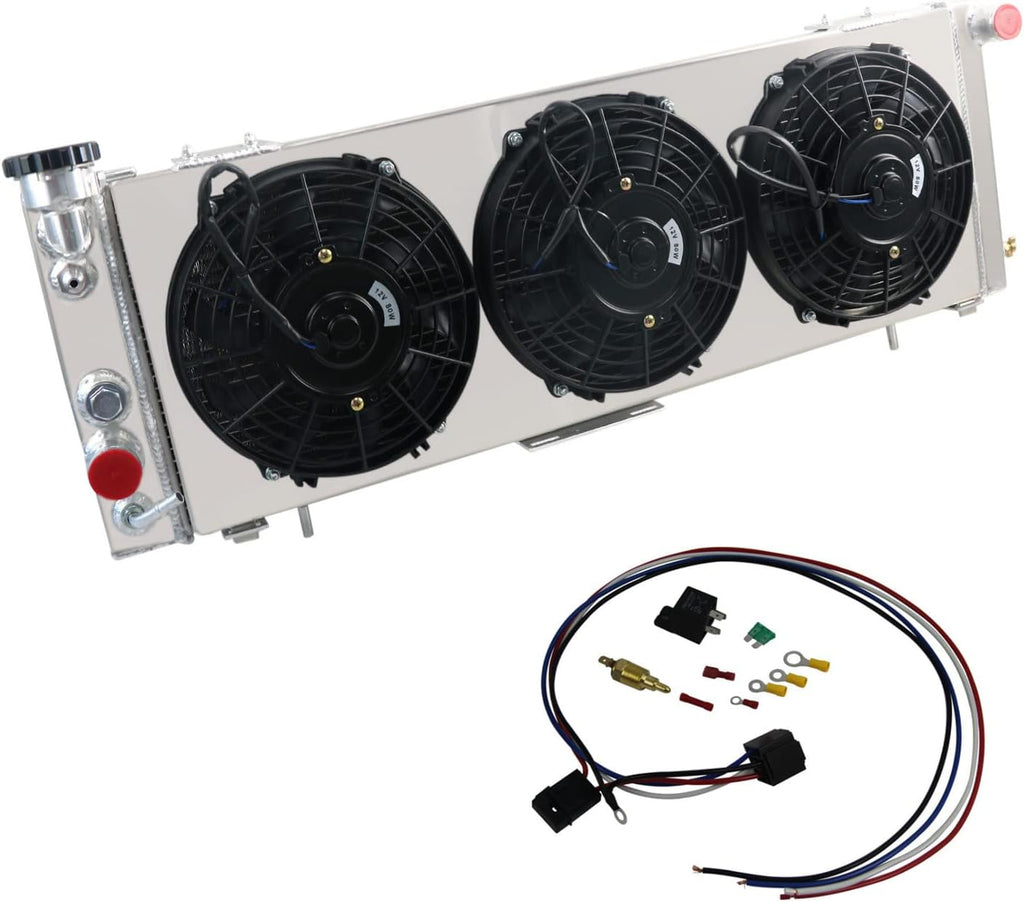 Aluminum 3 Row Core Radiator with Fan w/Shroud & Relay U8764