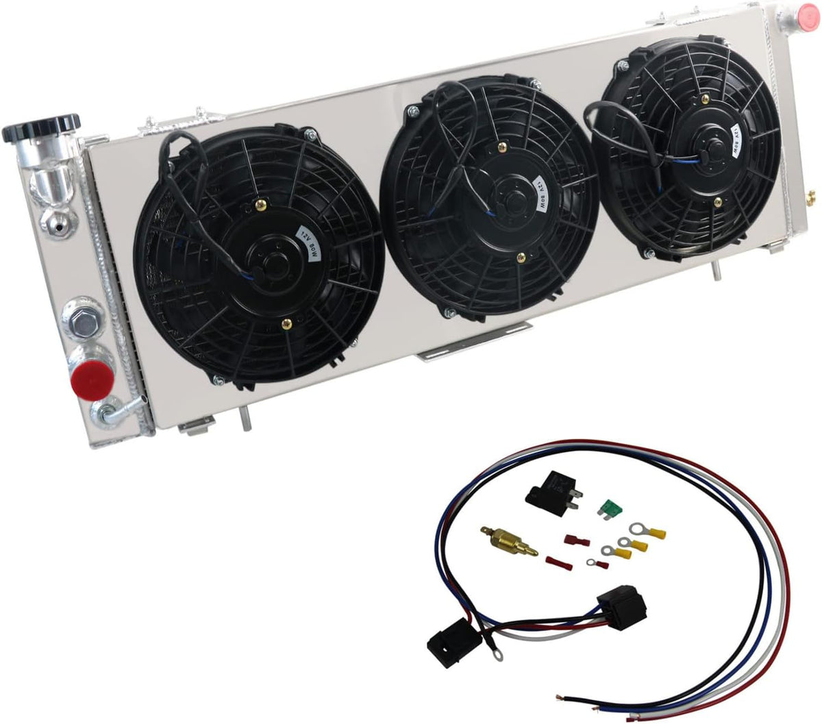 Aluminum 3 Row Core Radiator with Fan w/Shroud & Relay U8764