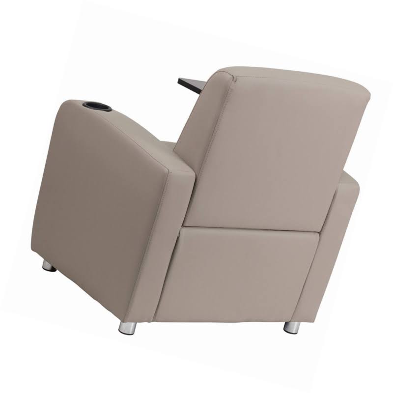 Gray Leather Guest Chair with Tablet Arm and Cup Holder U360066