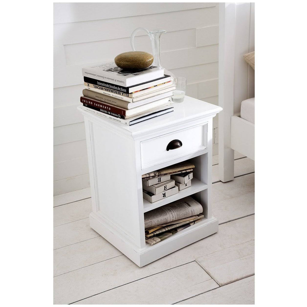 White Bedside Table with Shelves C83540