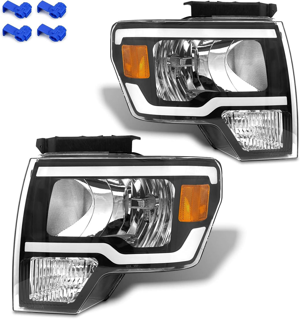 Black Housing Headlight Assembly for 2009-2014 Ford F150 J25806