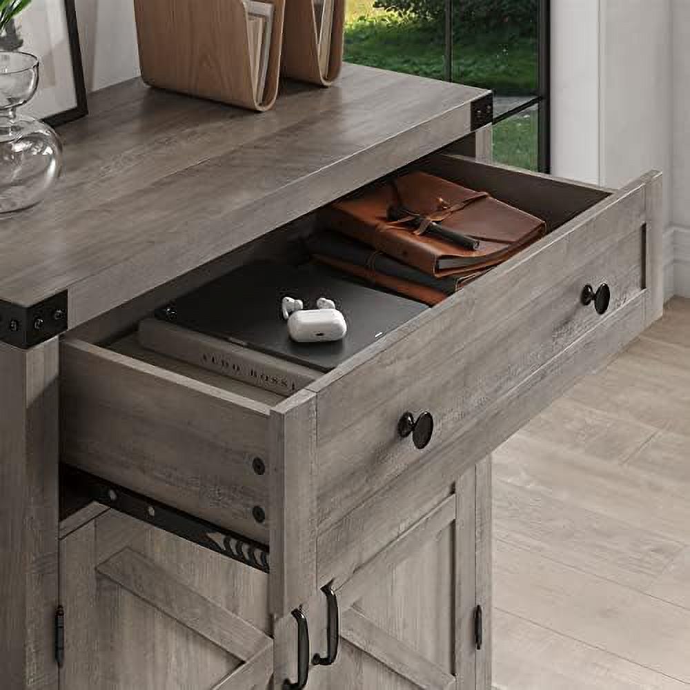 Rustic Brown Barn Door Buffet Sideboard with Drawer Z313789