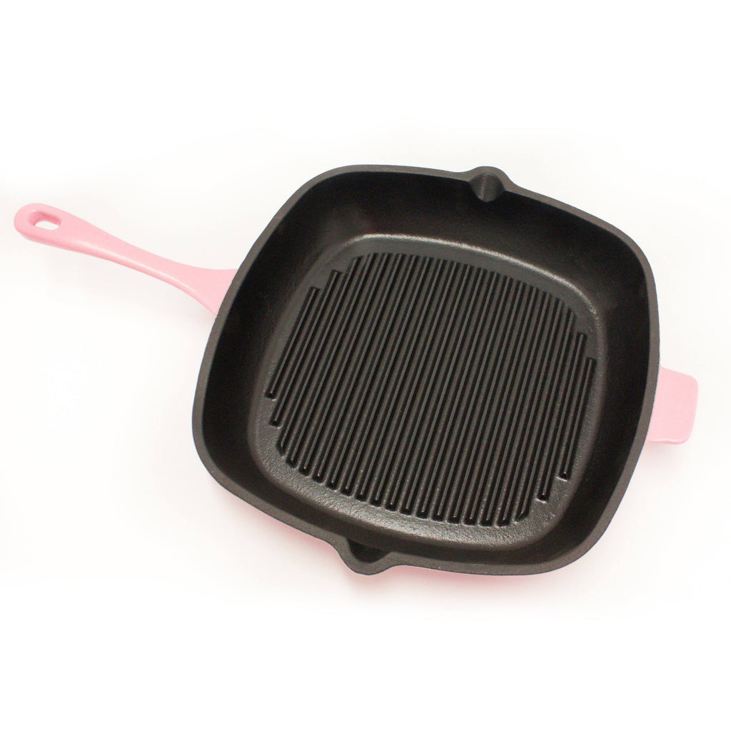 Pink Cast Iron Square Grill Pan V678948