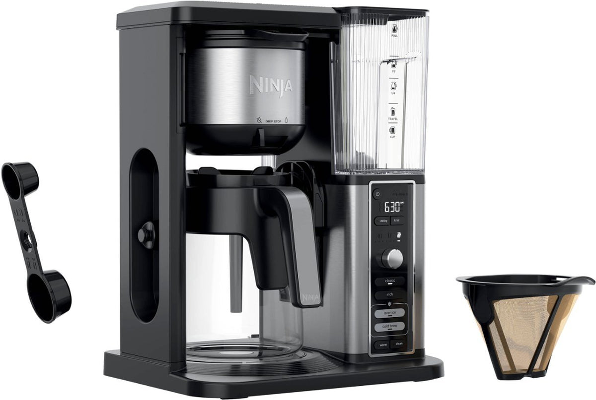 Black 12-cup Drip Coffee Maker with Single Serve Brewing L960616