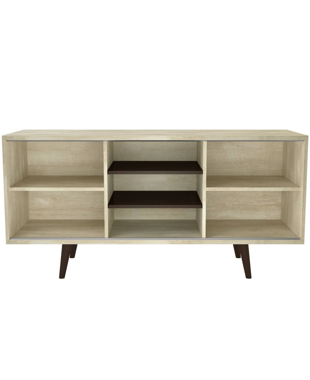 Mid-Century Wood TV Stand with Shelves G102