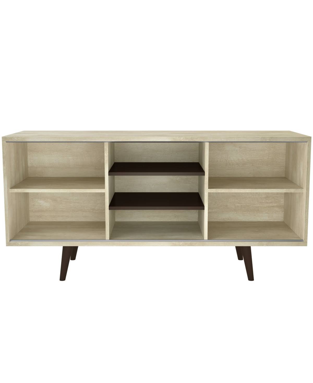 Mid-Century Wood TV Stand with Shelves G102