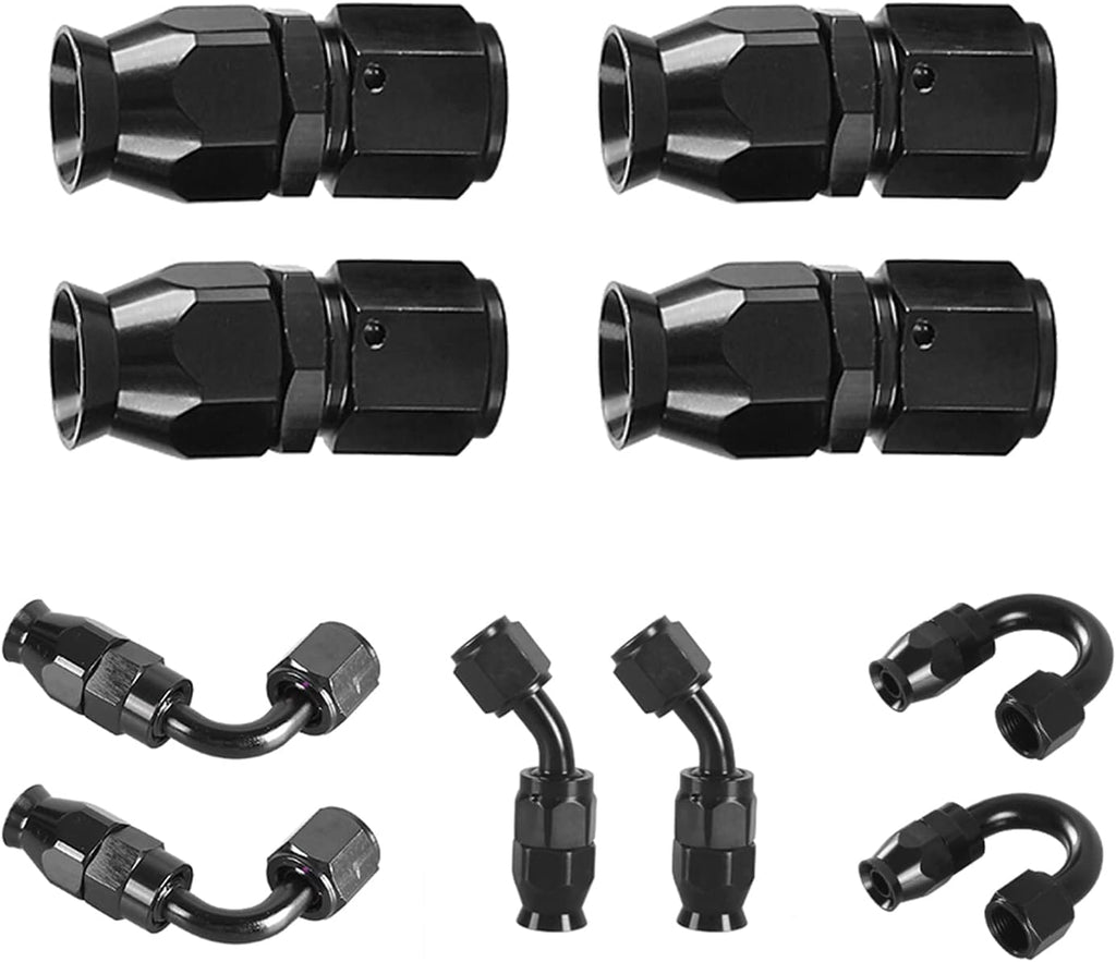 6AN PTFE E85 Braided Fuel Line Fitting Kit 10FT Transmission Oil Cooler Line Black Pack of 2 W839