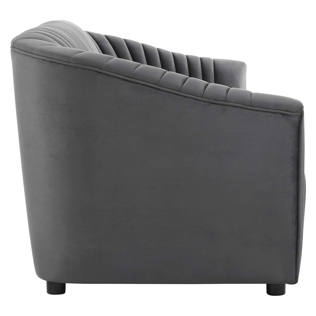 Charcoal Performance Velvet Channel Tufted Sofa Z503104