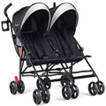 Black Double Light-Weight Umbrella Stroller with 5-Point Harness K182774