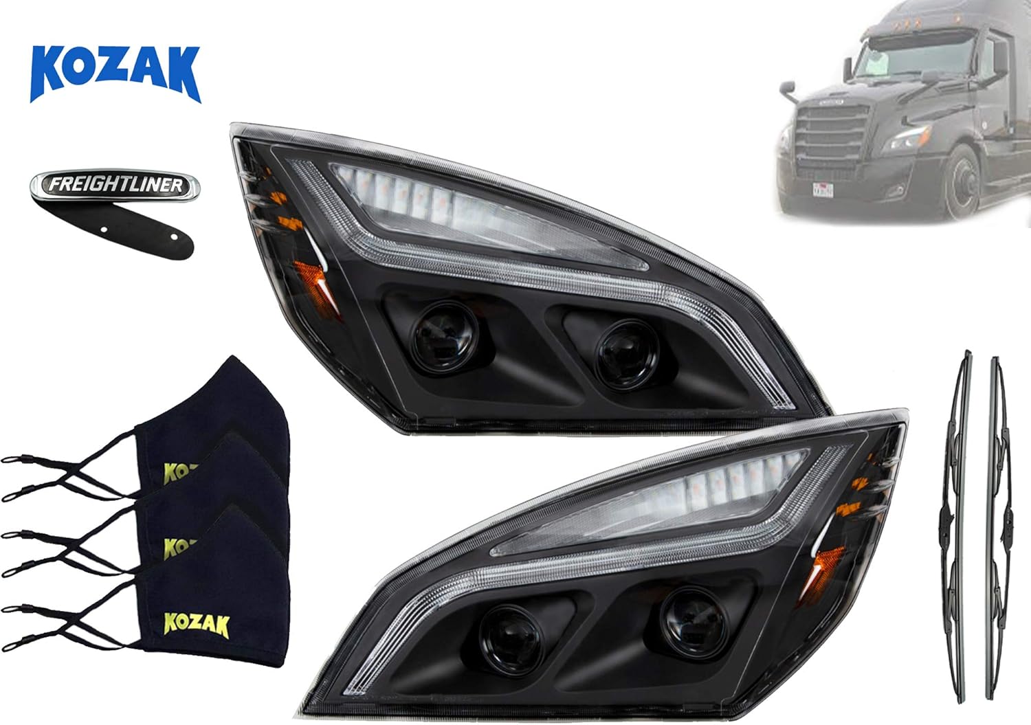 Black LED Projection Headlight Pair Set S8491