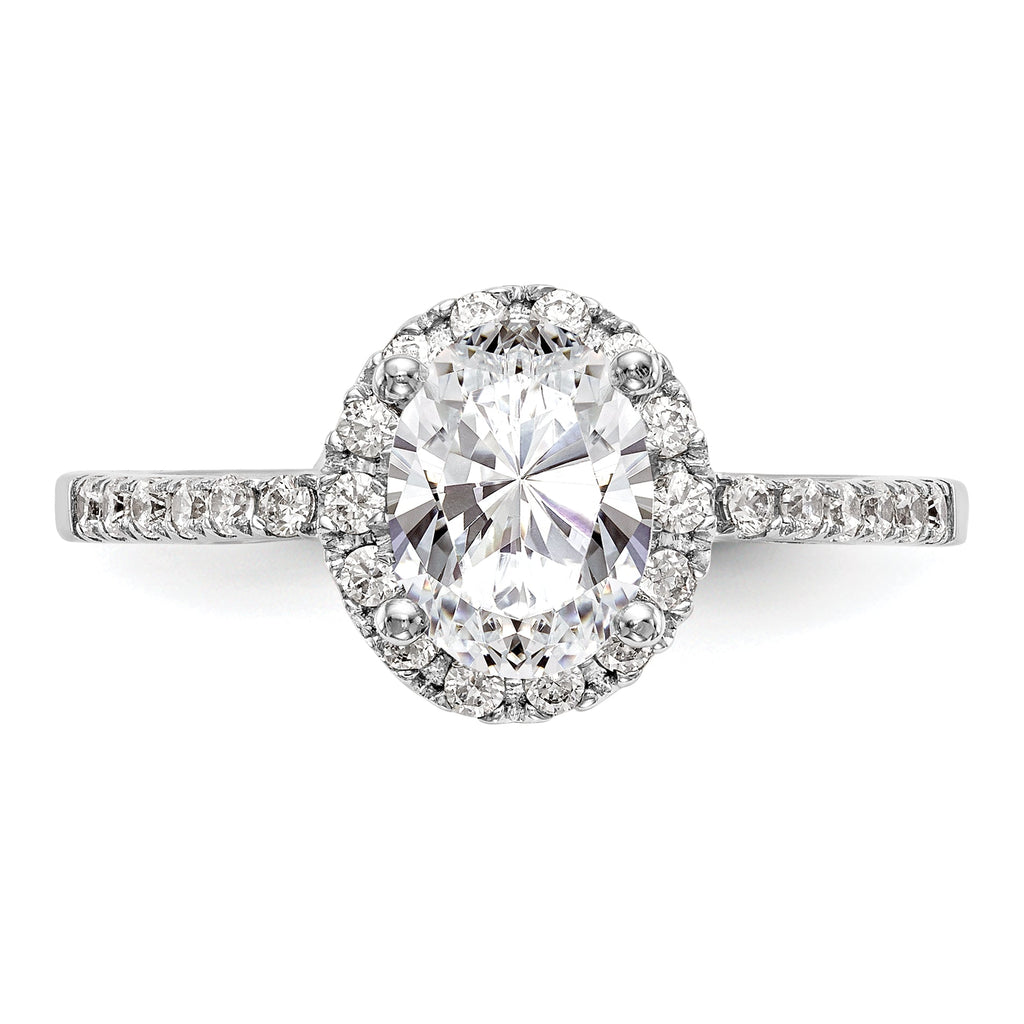 0.50ct CZ Solid 14K White Gold Oval Halo Engagement Ring J812
