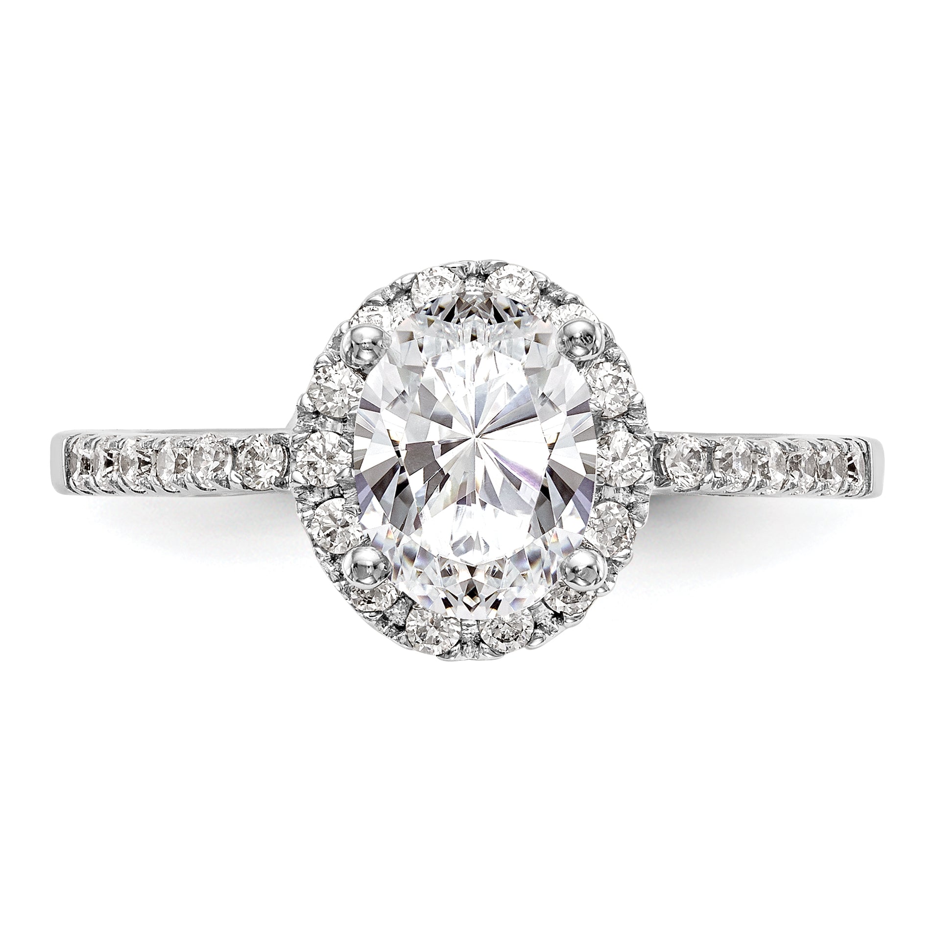 0.50ct CZ Solid 14K White Gold Oval Halo Engagement Ring J812