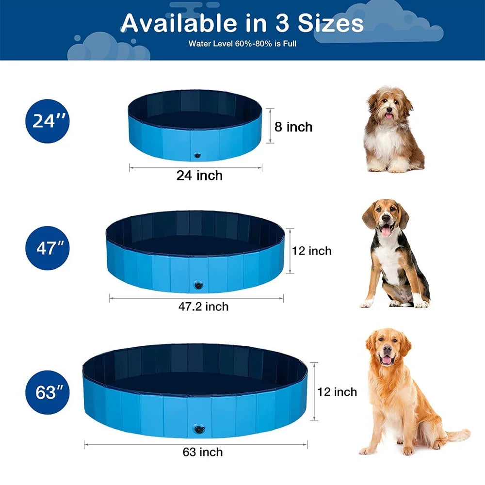Blue L (63") Foldable PVC Pet Dog Pool E11267