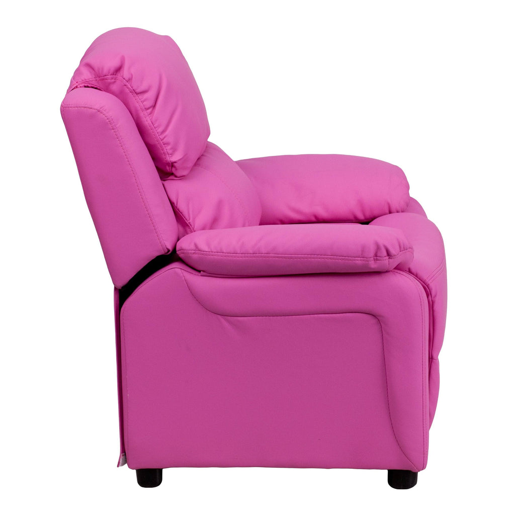 Purple Vinyl Kids Recliner with Storage Arms C1015