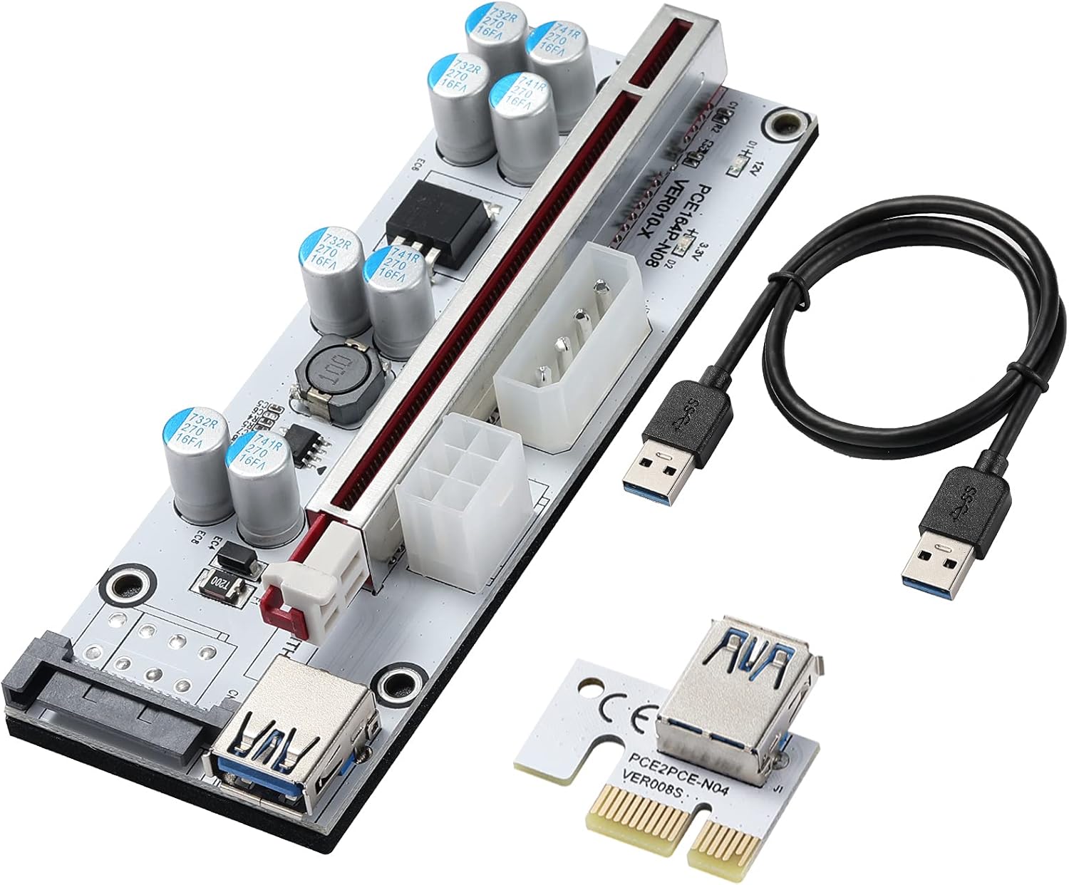 PCI-E 1X Adapter Card, 3 Upward + 2 Right Output USB 3.0 Interface, 5 Pack R3139