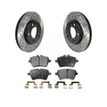 Front Coated Drilled Slotted Disc Brake Rotors And Semi-Metallic Pads Kit G5754