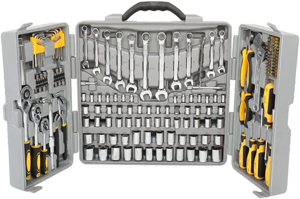 205 Piece General Household Hand Tool Kit with Plastic Toolbox Storage Case V353421