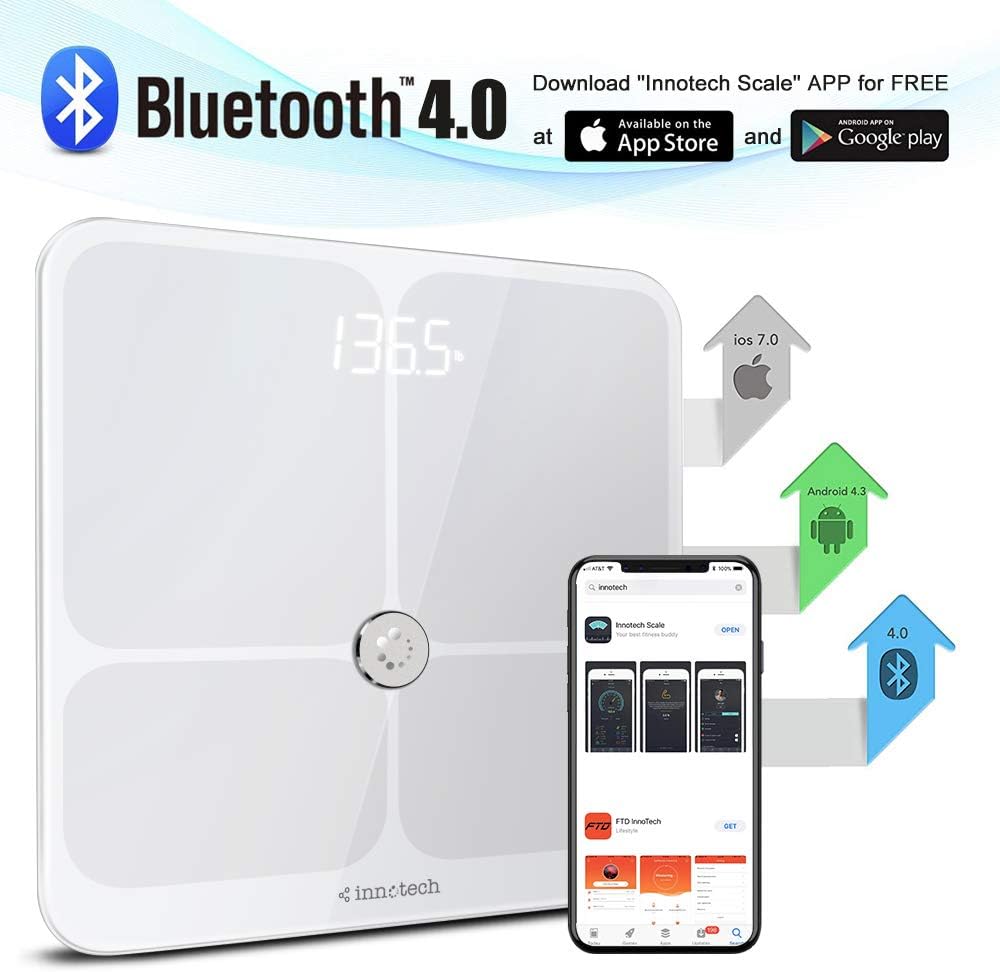 Smart Body Fat Scale Bluetooth Digital BMI Bathroom Weight Scales Pack of 2 O595