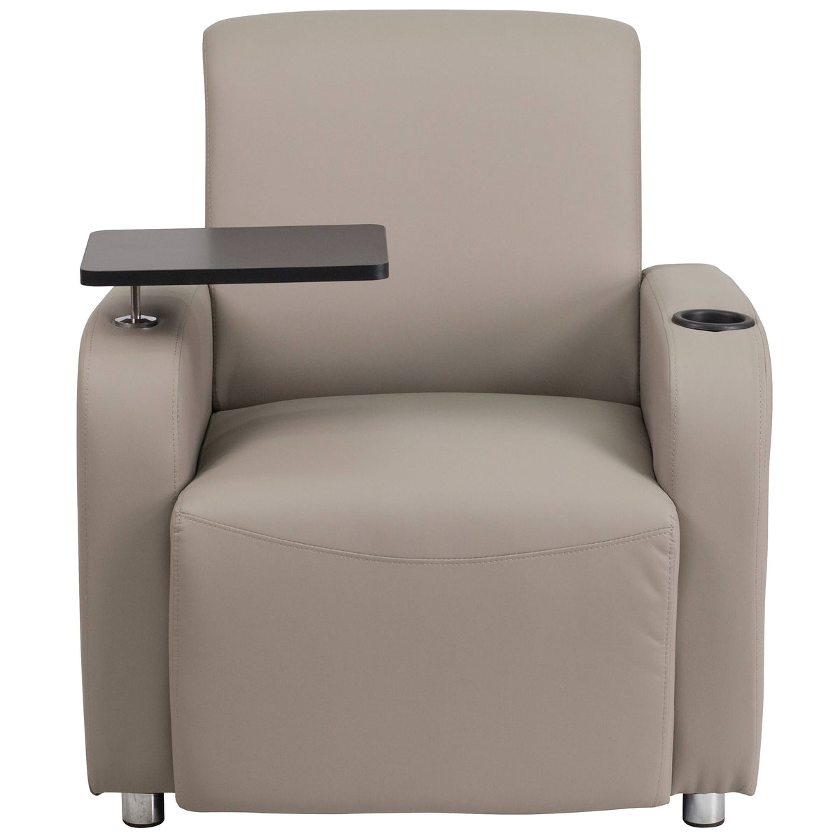 Gray Leather Guest Chair with Tablet Arm and Cup Holder U360066