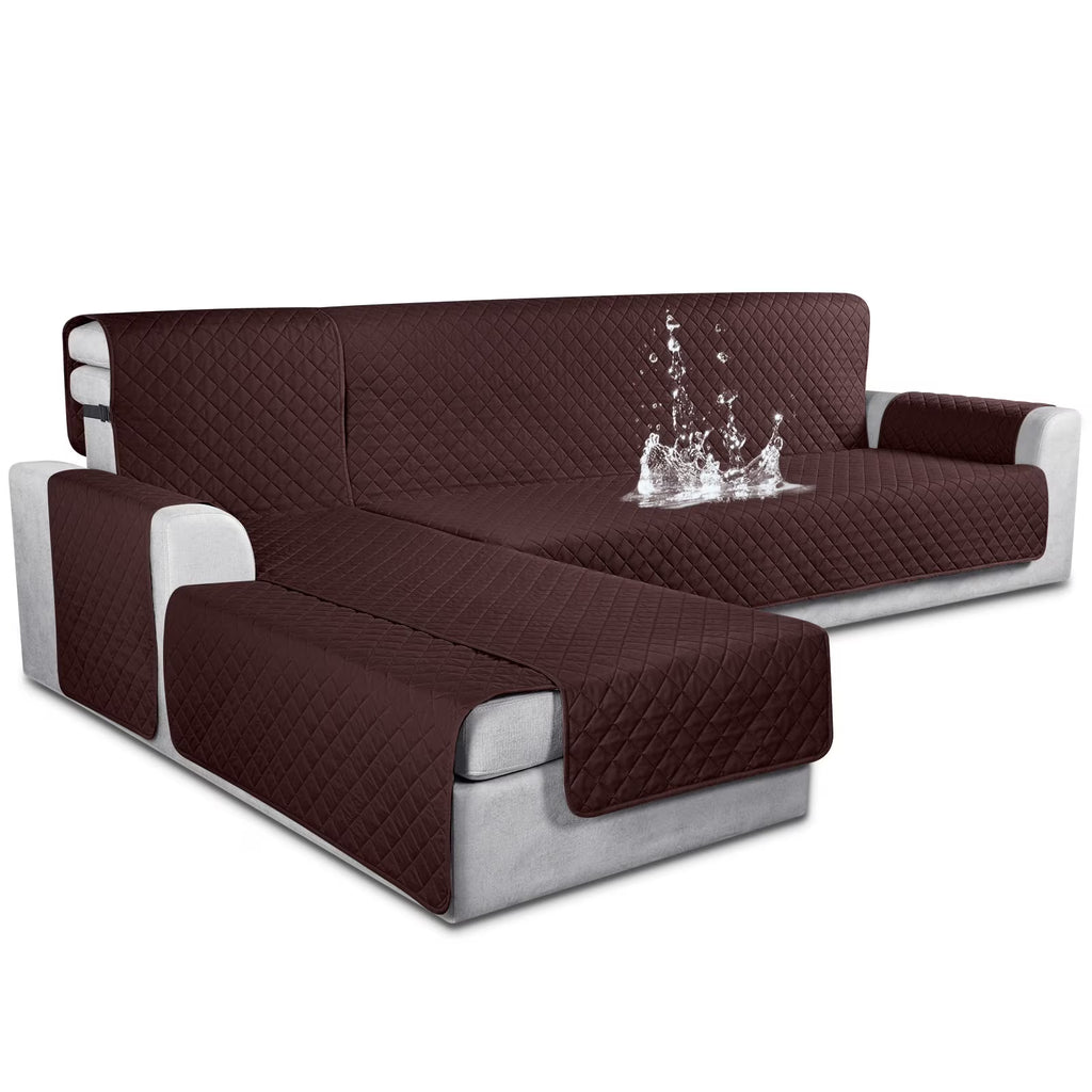 Large/Chocolate Waterproof L Shaped Sofa Covers 3pcs J222410