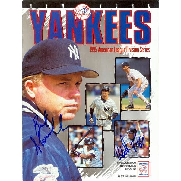 New York Yankees 1995 American League Division Series Program Autographed by Buck Showalter Wade Boggs X19767