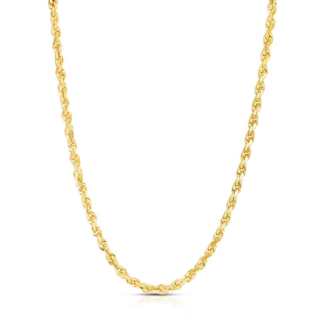 14K Yellow Gold 6mm Solid Rope Chain Necklace O680