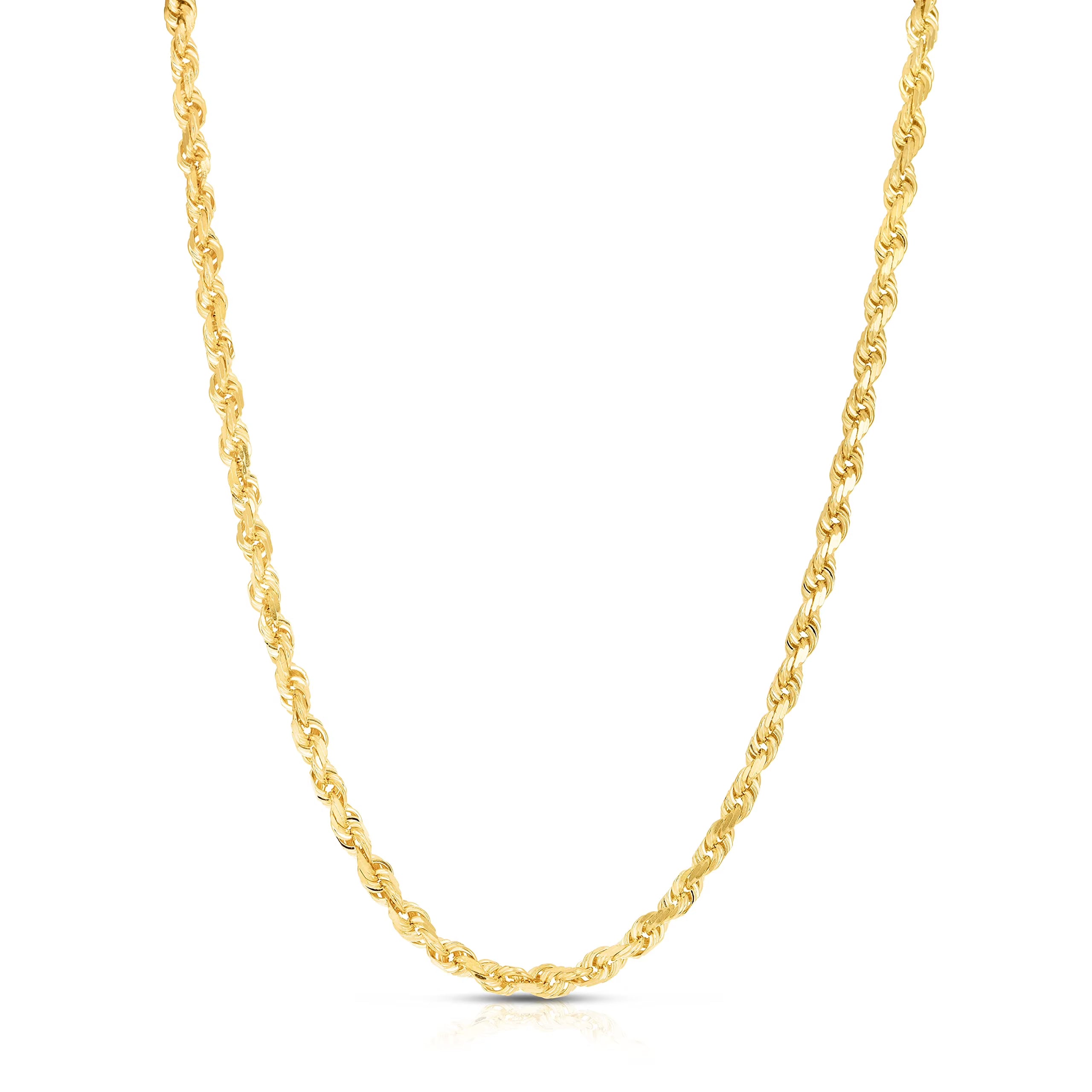 14K Yellow Gold 6mm Solid Rope Chain Necklace O680