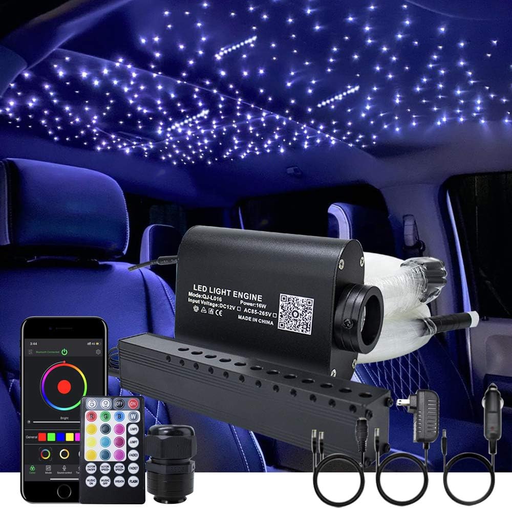 16W Fiber Optic Star Ceiling Light Kit with 28key RF Remote, 335pcs Mixed Fiber Cable 13.1ft V770