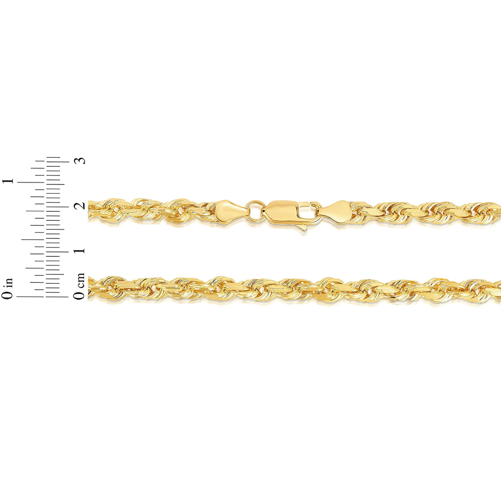 14K Yellow Gold 6mm Solid Rope Chain Necklace O680