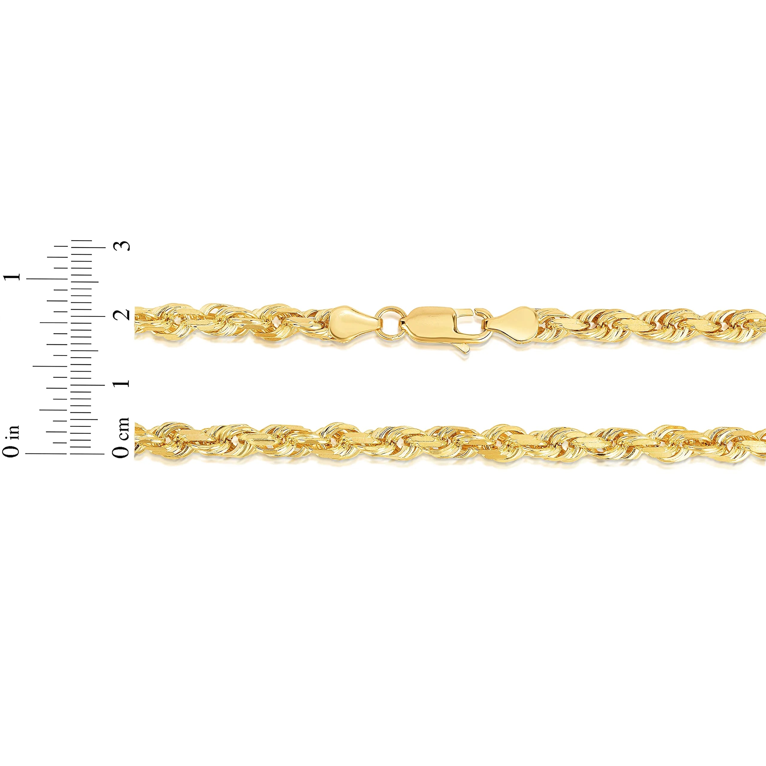 14K Yellow Gold 6mm Solid Rope Chain Necklace O680