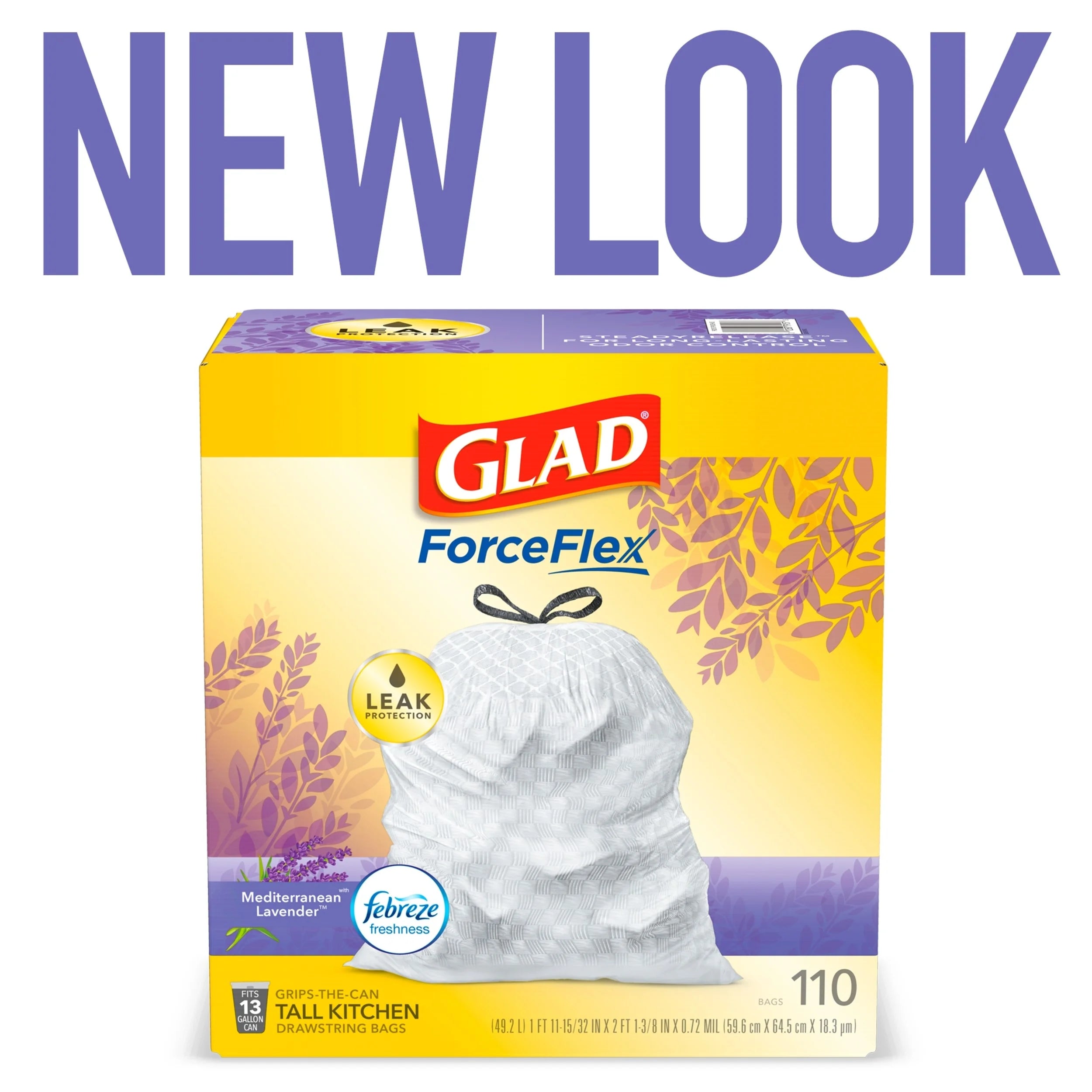 13 Gallon White Drawstring Trash Bags with Febreze Freshness - 110 Count M1066
