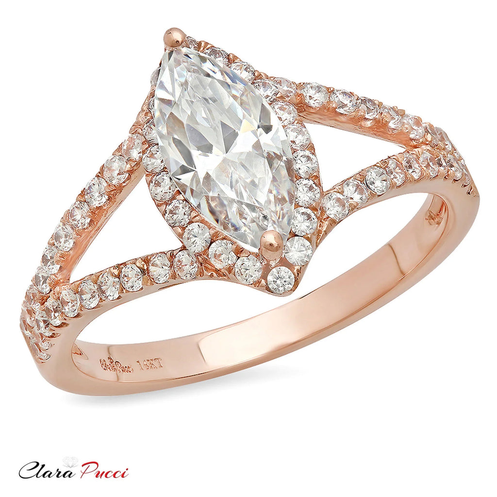 18K Rose Gold Halo Diamond Engagement Ring S6248