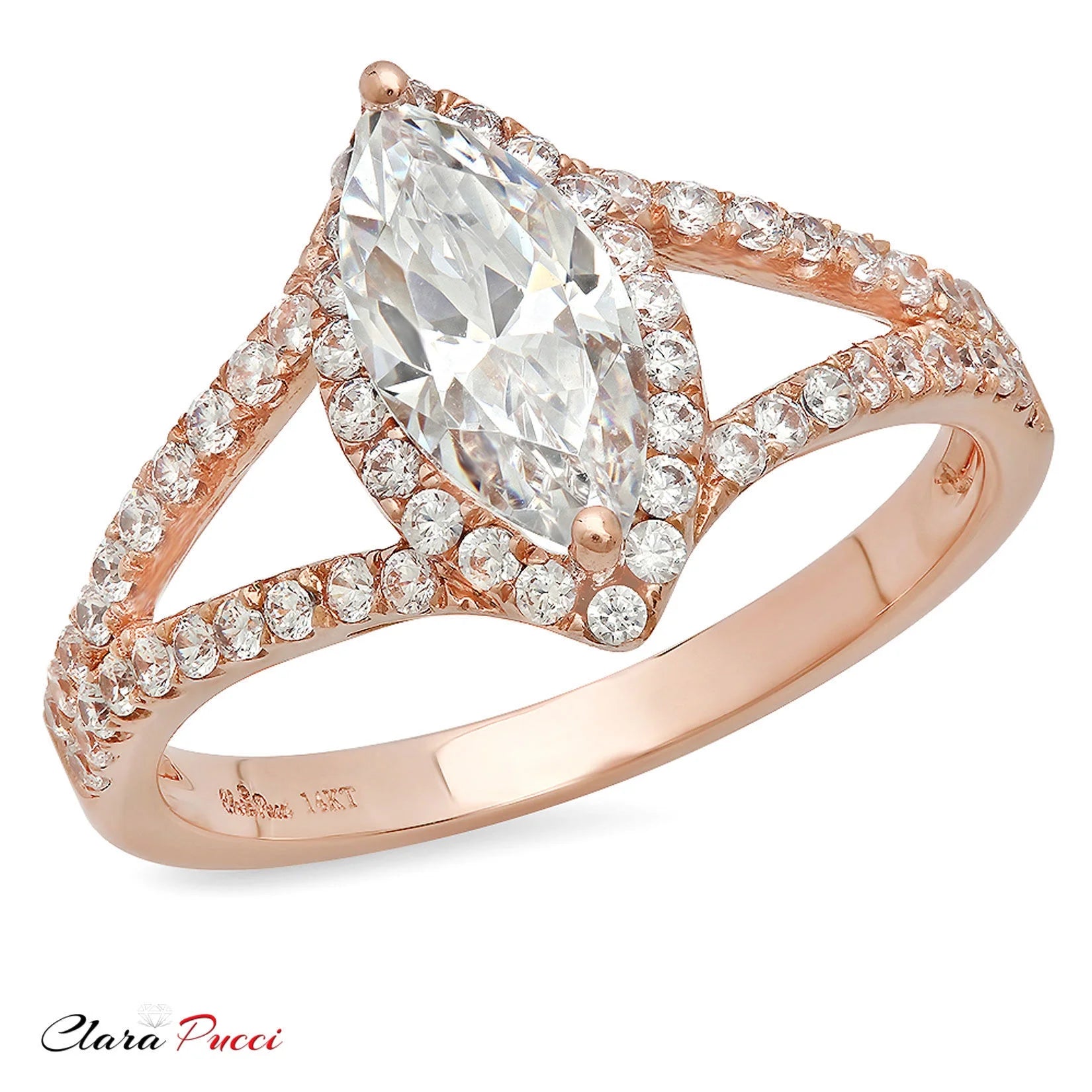 18K Rose Gold Halo Diamond Engagement Ring S6248