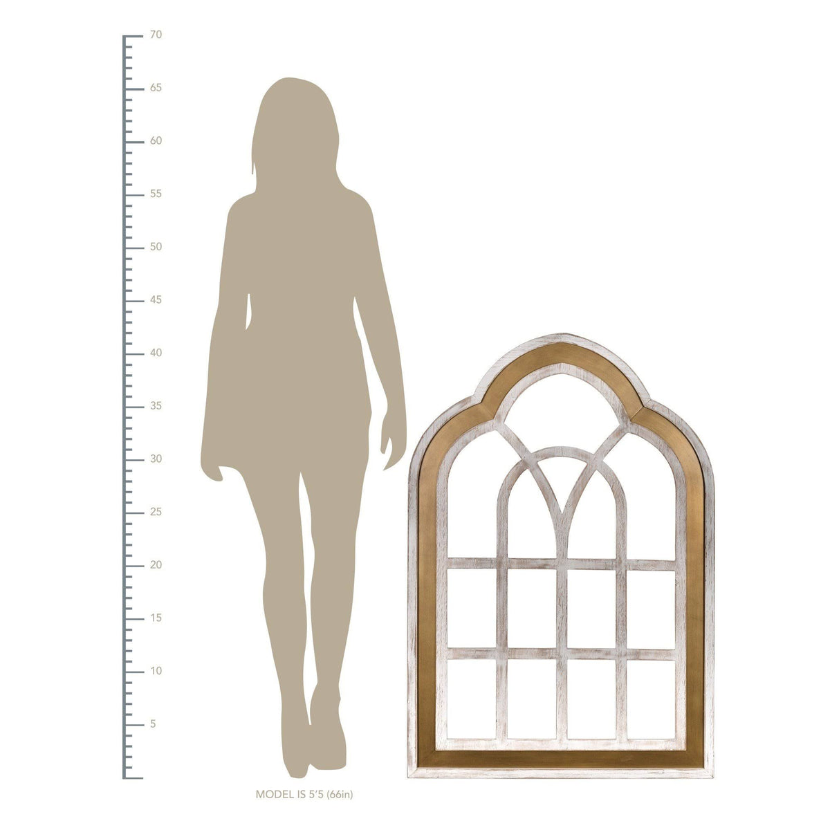 Distressed White and Gold Cathedral Window Wall Decor Y597