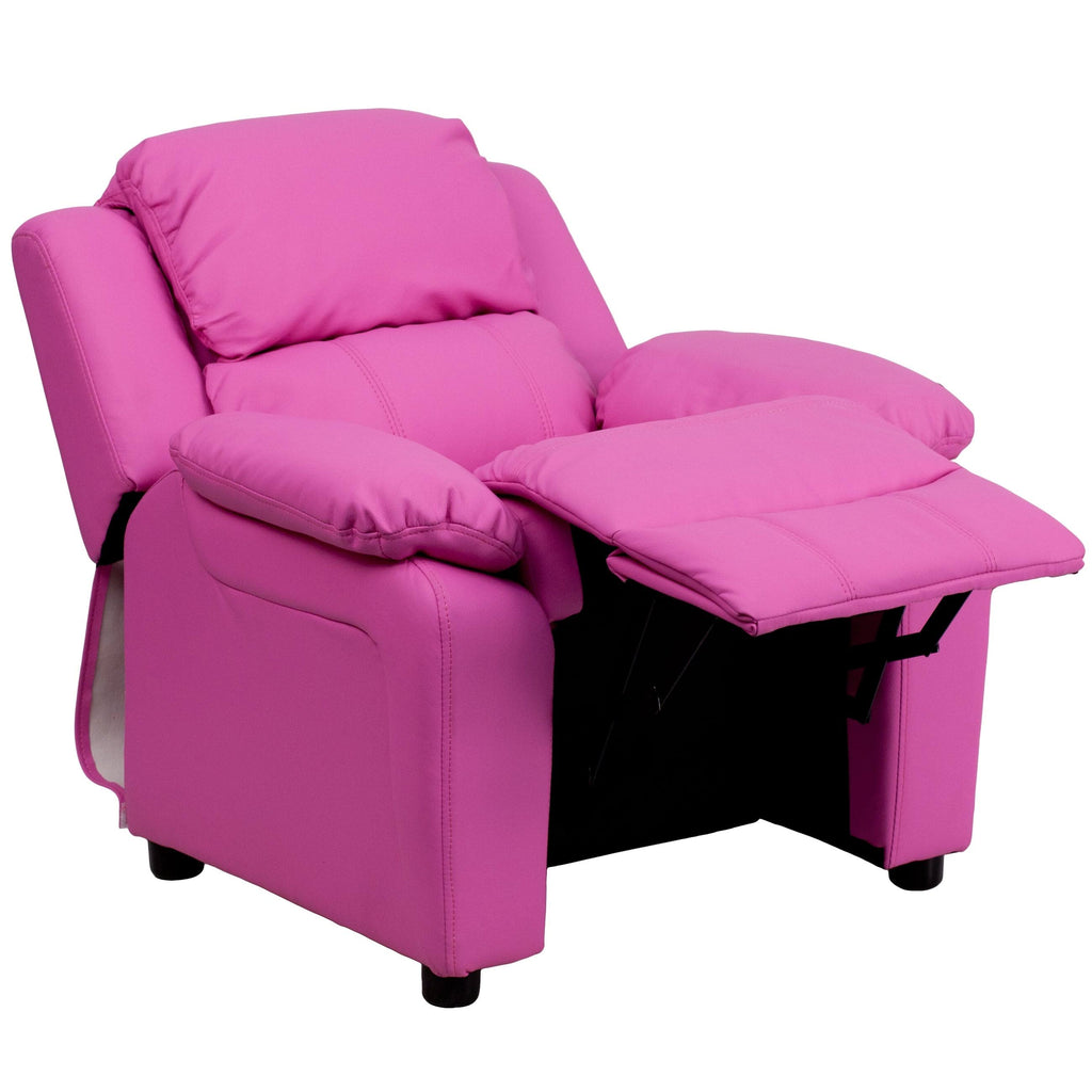 Purple Vinyl Kids Recliner with Storage Arms C1015