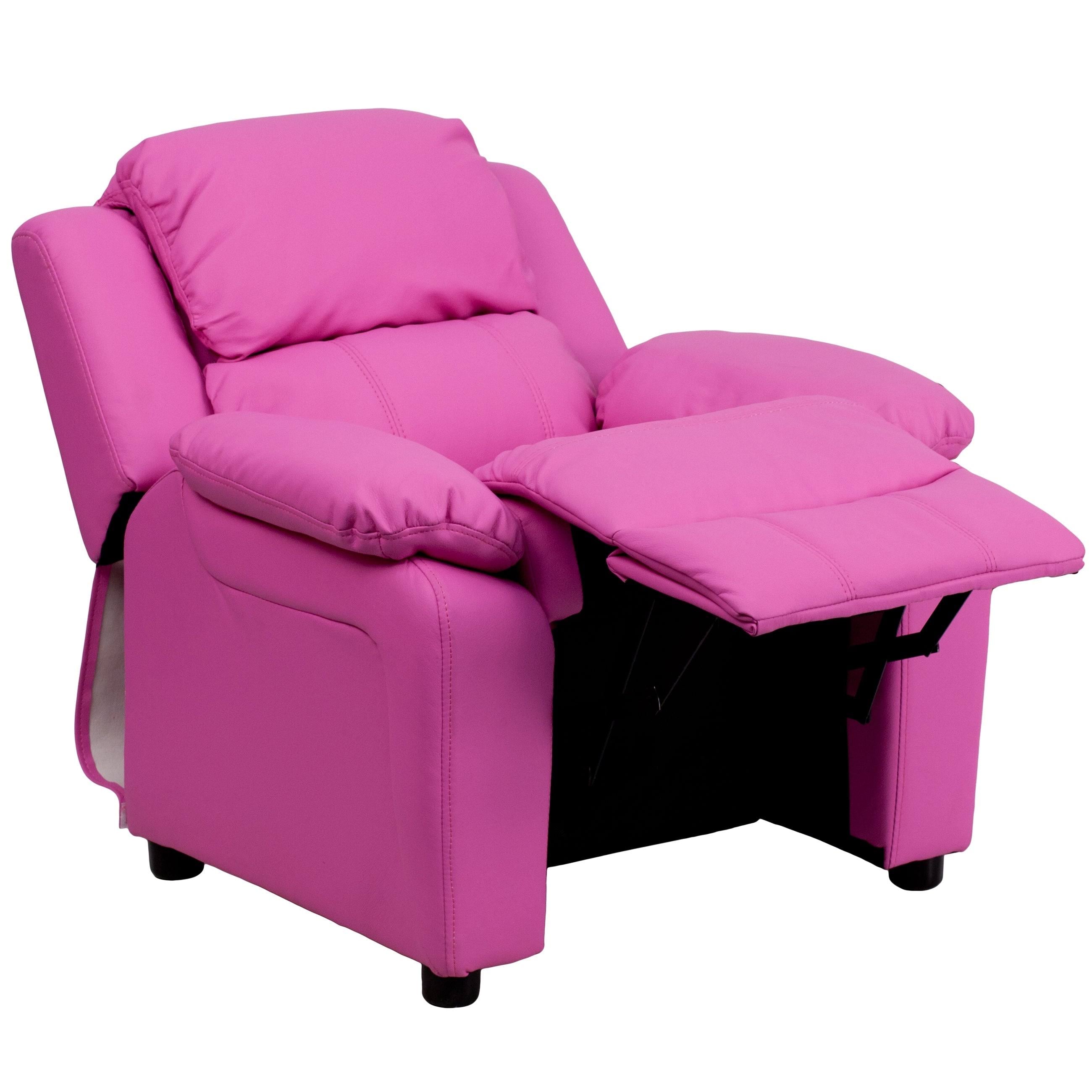 Purple Vinyl Kids Recliner with Storage Arms C1015