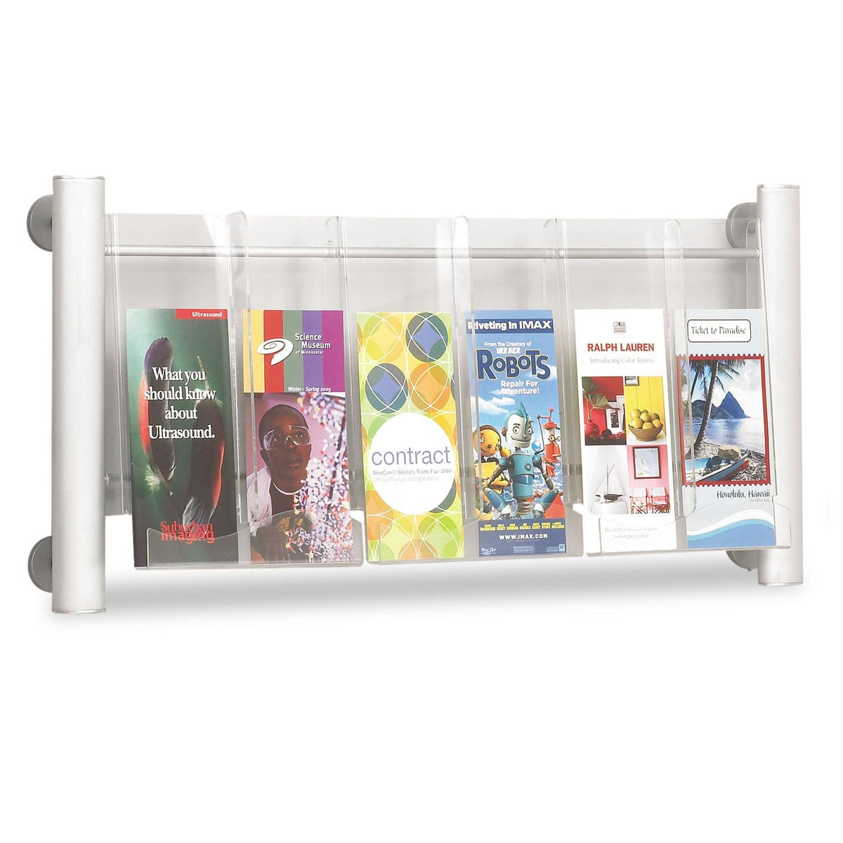 Silver 3 Pocket Magazine Rack T558881