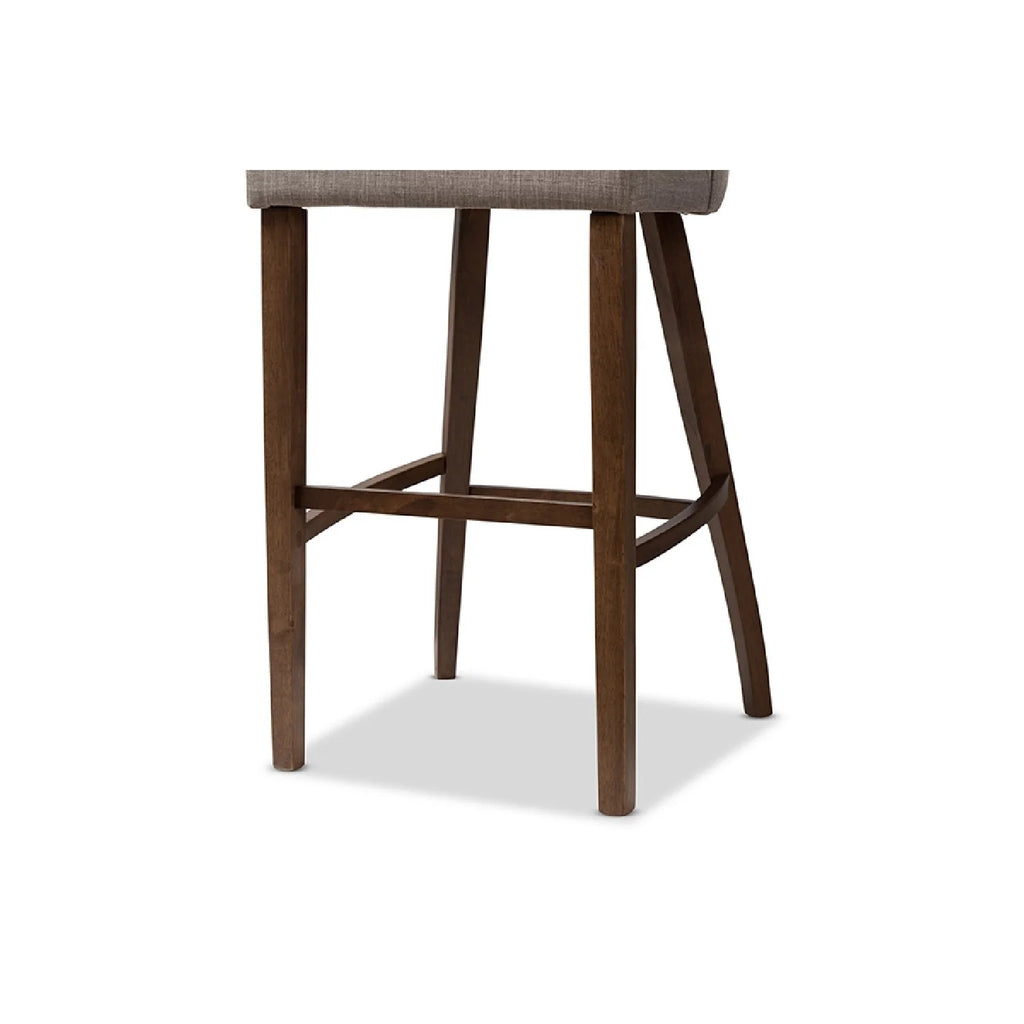 Light Grey Fabric Upholstered Wood Bar Stool Set of 2 W121401