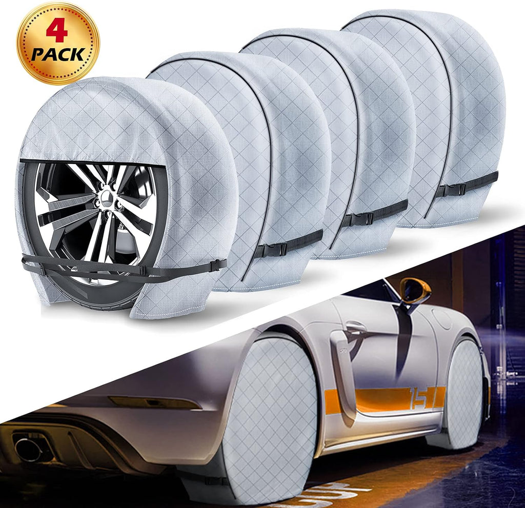 Waterproof Heavy Duty Vinyl RV Tire Covers Set of 4, Diameter 32" - 34.75", Black A417860