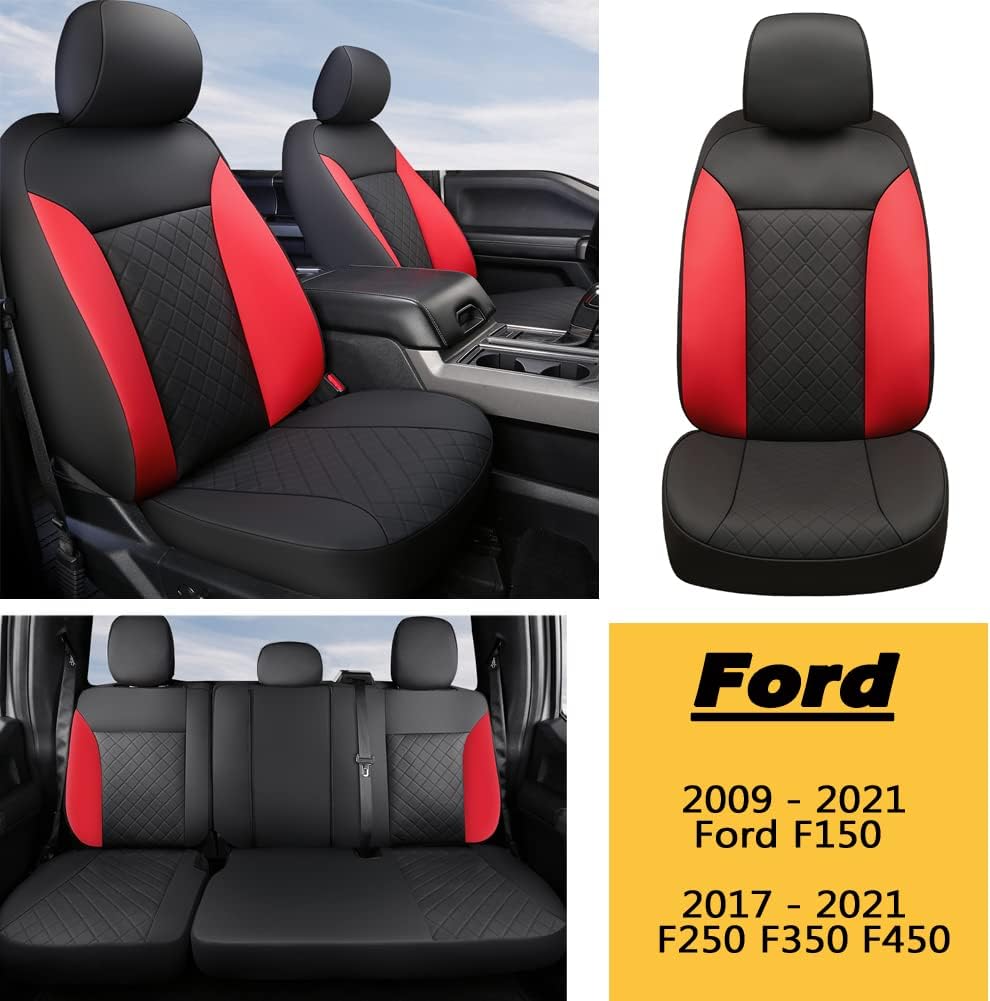 Black+Red Car Seat Covers Full Set Seat Protectors K23499